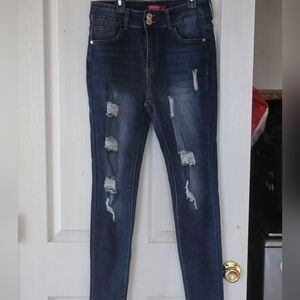 Pop UpWomen's Dark Blue Distressed Skinny Jeans Size 11